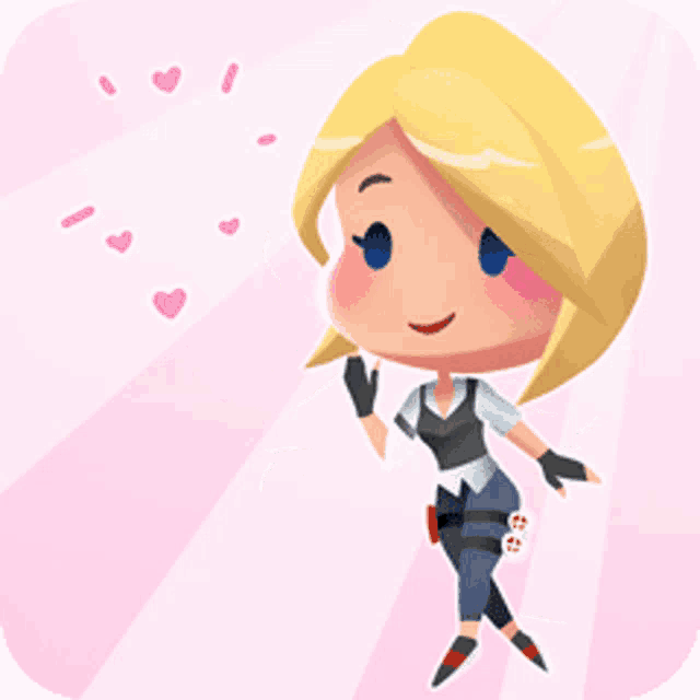 a cartoon girl with a pink heart above her head