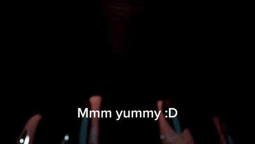a cartoon character with the words mmmm yummy : d