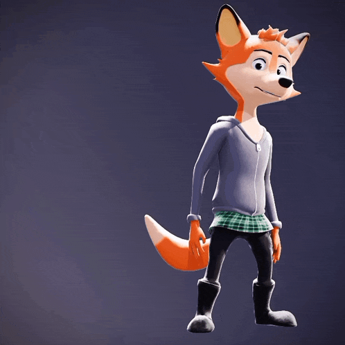 a cartoon fox stands in front of the words get real