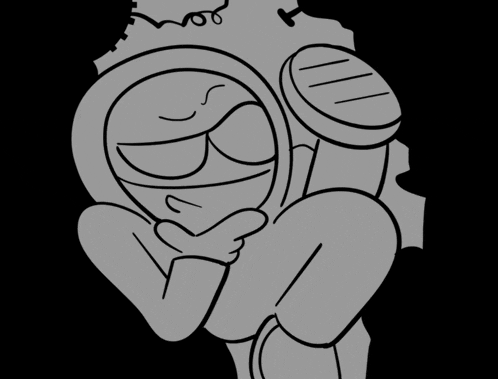 a drawing of a person with a hood on