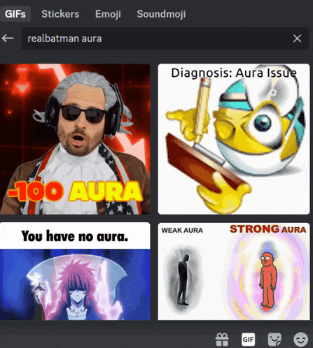 a screenshot of a search for realbatman aura on a computer
