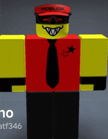 a roblox character wearing a red shirt and tie