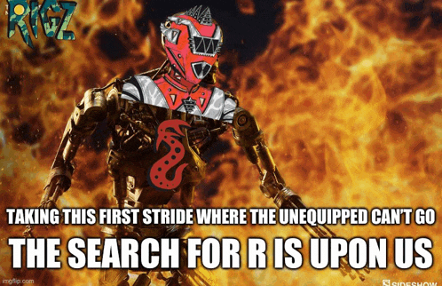 a picture of a robot that says ' taking this first stride where the unequipped can 't go ' on it