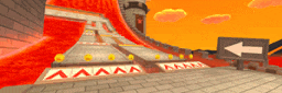 a video game scene with a sign pointing to the right