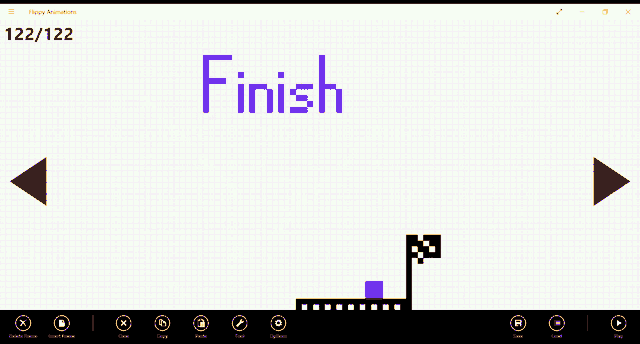 a computer screen displays a colorful pixel art with the words finish