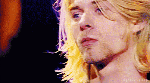 a man with long blonde hair and a beard looks at the camera .