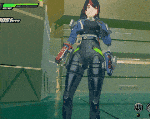 a video game screen shows a character kicking with a score of 1051 pts