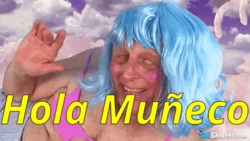 Hombre En Peluca Hola Muñeco GIF