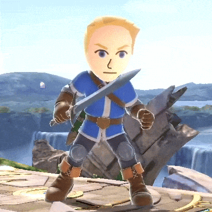 a video game character is holding a sword
