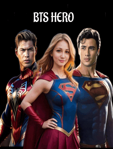 a poster for bts hero shows a woman in a supergirl costume