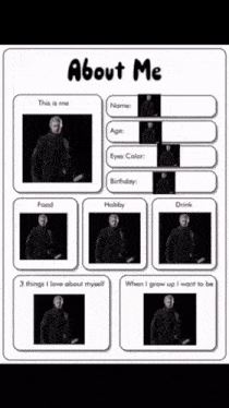 an about me page with a picture of a man