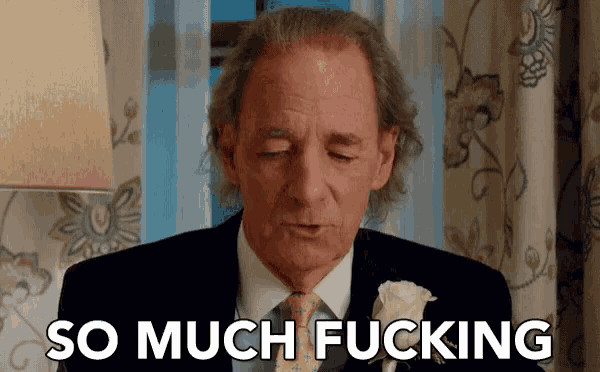 an older man in a suit and tie is saying so much fucking