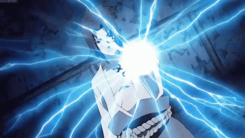 a person is being struck by a lightning bolt while holding a sword .