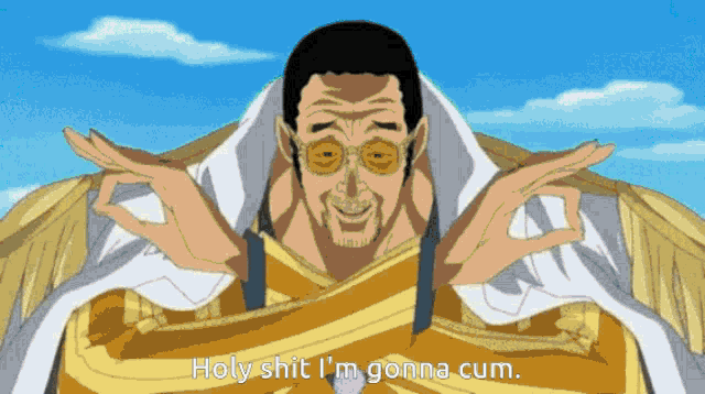 a cartoon character says holy shit i 'm going cum
