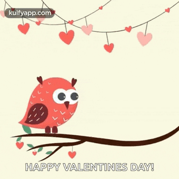 a happy valentine 's day greeting card with two birds sitting on a branch