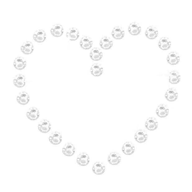 a heart shaped necklace made of white pearls on a white background
