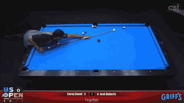 a pool table with a scoreboard that says griffs on it
