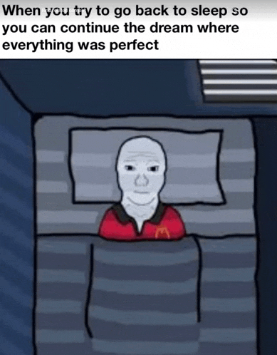 a cartoon of a man in a mcdonald 's uniform laying in bed .