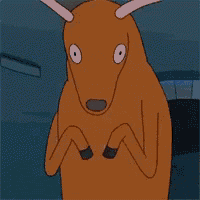a cartoon drawing of a kangaroo holding a cell phone