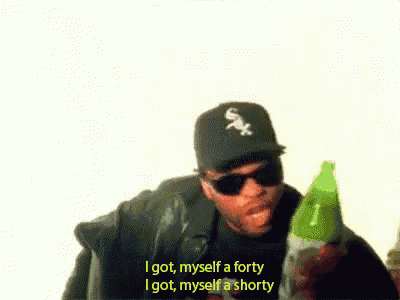 a man wearing sunglasses and a sox hat says i got myself a forty