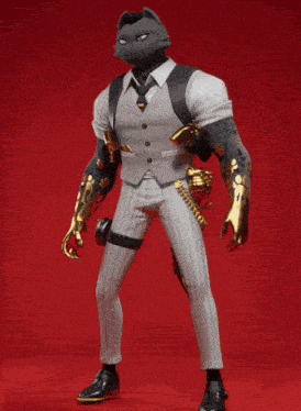 a man in a suit and tie has a cat head