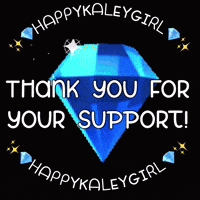 a blue diamond with the words thank you for your support on it