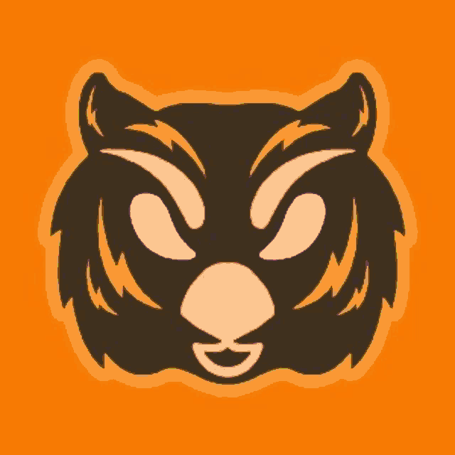 a sticker of a tiger 's face with a yellow background