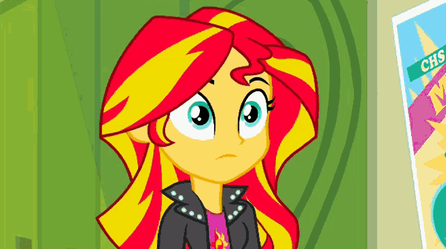 sunset shimmer from my little pony equestria girls looks sad