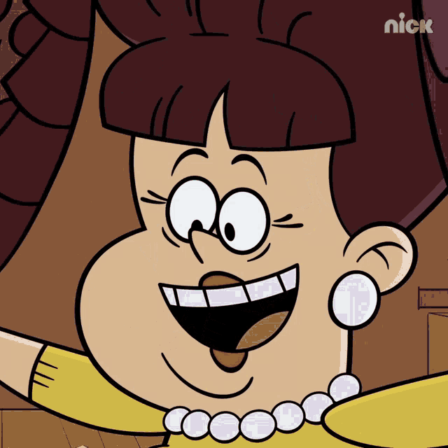 a close up of a cartoon character with a nick logo