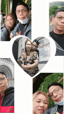 a heart shaped collage of photos of a man and woman