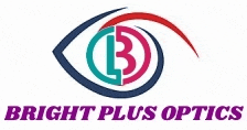 the logo for bright plus optics is a colorful eye with a letter b in the middle .