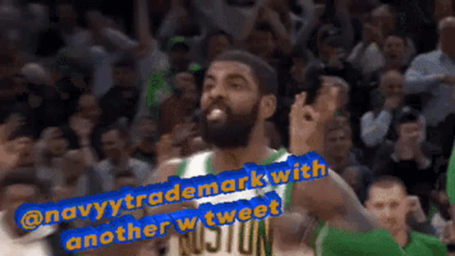 a man in a green and white jersey with the word boston on the front