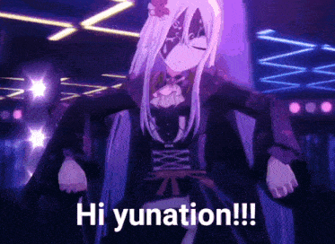 a video of a girl dancing with the words hi yunation written below her