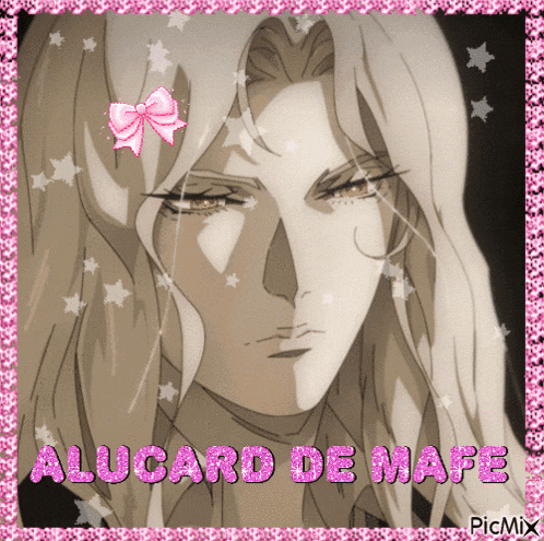 a picture of alucard de mafe with a pink bow
