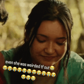 a picture of a woman with a caption that says even she was weirded tf out