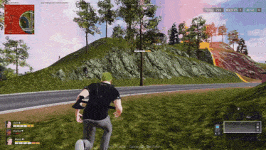 a screenshot of a video game shows a man running with a sword