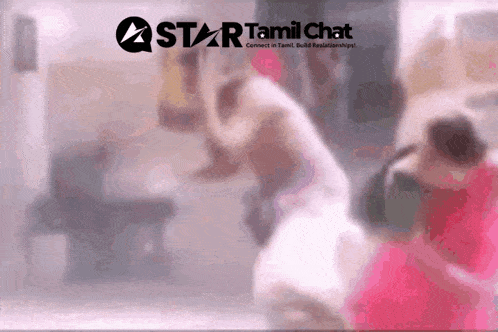 a star tamil chat advertisement with a blurred background