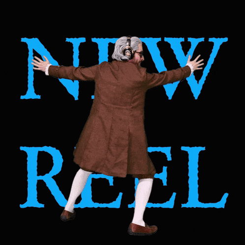 a man in a brown coat stands in front of a sign that says new rull