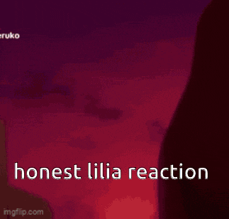 a close up of a pink haired anime girl with the words honest lilia reaction below her