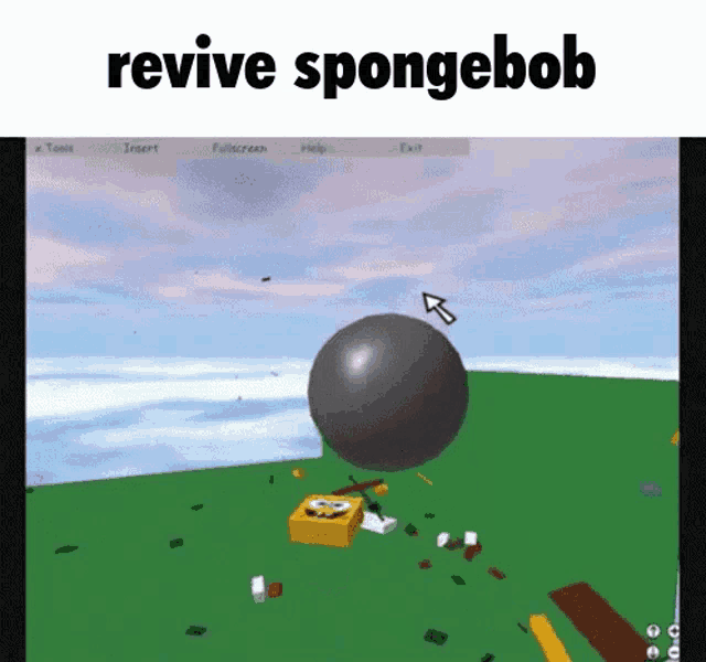 a screenshot of a video game that says revive spongebob on it