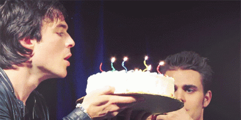 Birthday Cake Ian Somerhalder GIF - Birthday Cake Ian Somerhalder Blow Candles GIFs