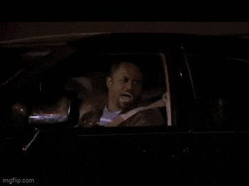 a man is driving a car and says " i 'm wayne brady bitch ! "