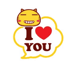 a cartoon cat with a heart and the words i love you