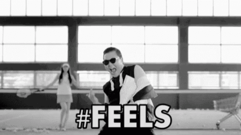 a black and white photo of a man wearing sunglasses and the words #feels behind him