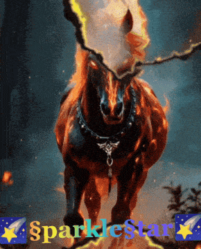 a picture of a burning horse with the words sparklestar written below it