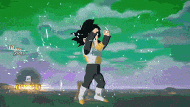 a video game shows a character with 18 hits and a boost