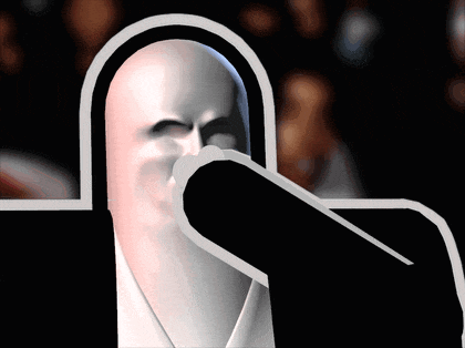 a cartoon drawing of a person covering their nose