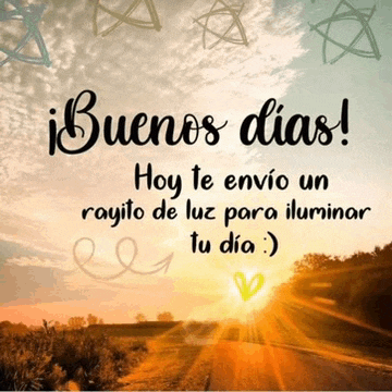 a picture of the sun shining through the clouds with the words buenos dias on it