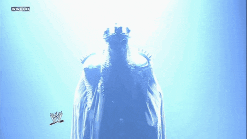 a silhouette of a man with a crown and a w logo on the bottom left