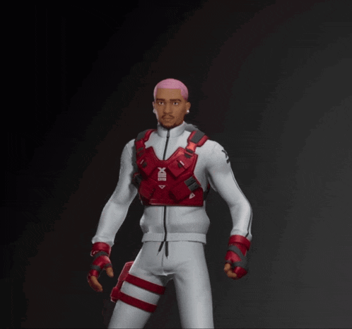a 3d model of a man holding a red sign that says xii